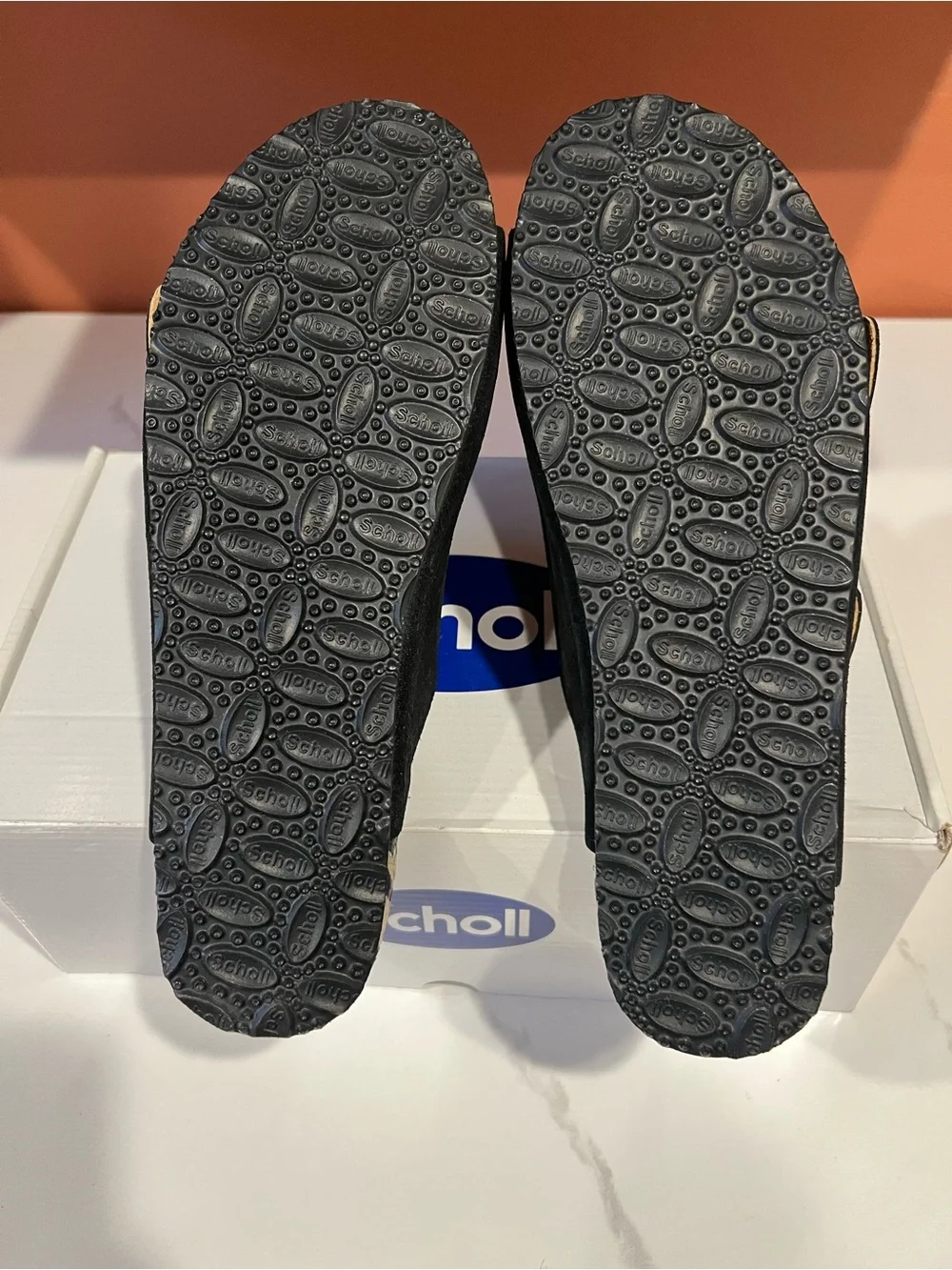Dr. Scholl's Black Espadrille Wedge Sandals with Gold Buckles